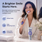 Woman brushing with the Bixdo W60 blue light toothbrush