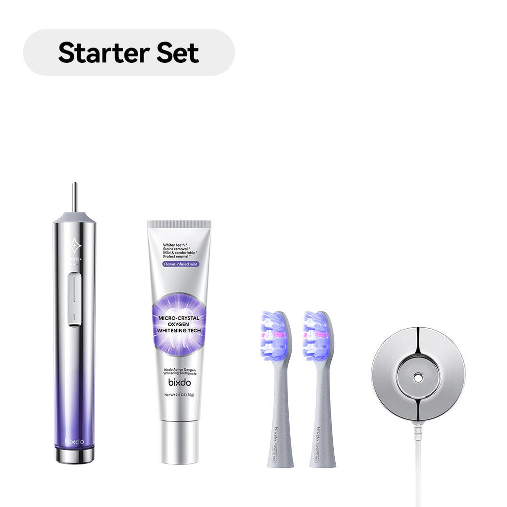 Bixdo W60 starter set: toothbrush, whitening paste, two brush heads and charger